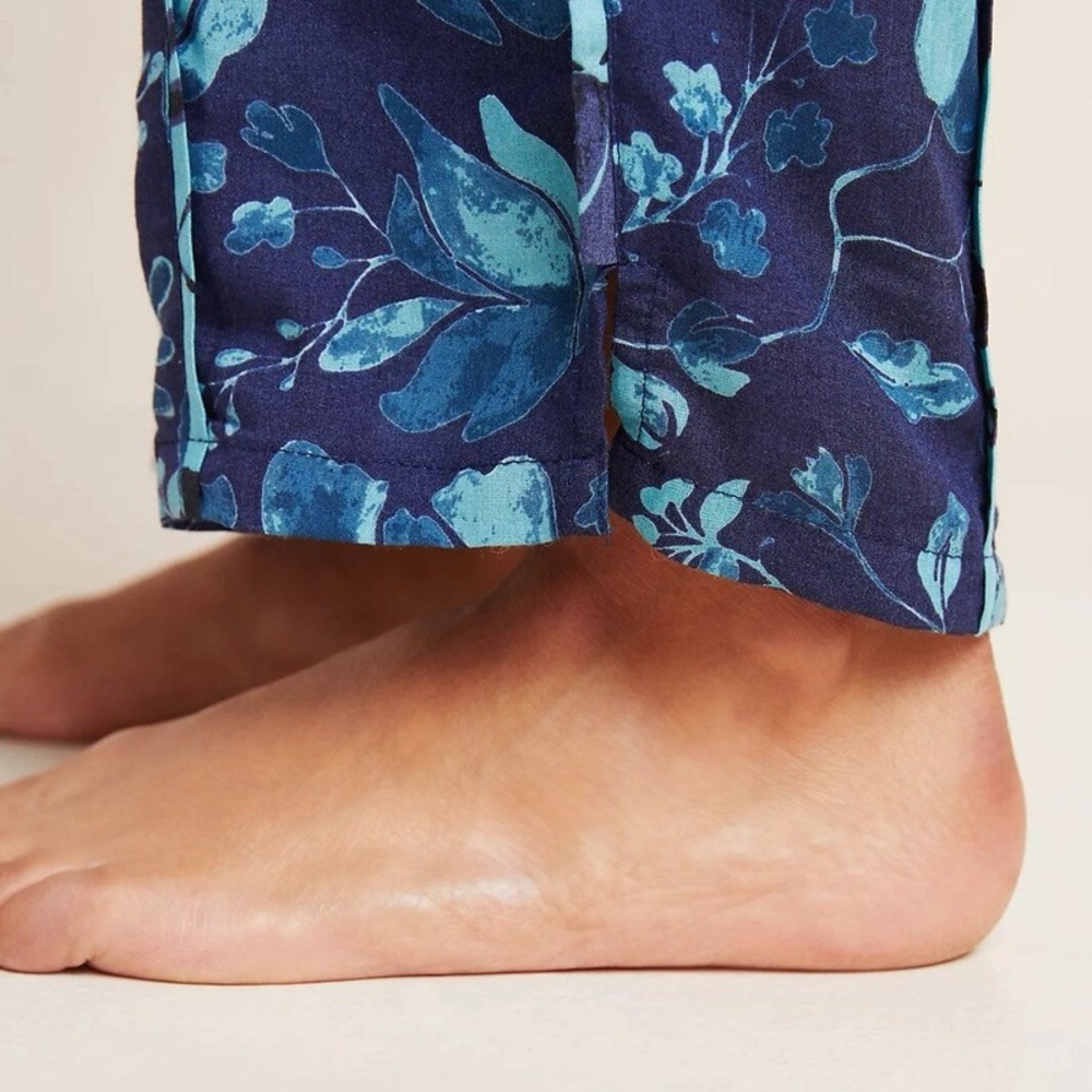 Anthropologie Jamie Sleep Pants Blue & Teal Floral Boho Pants Small - Picture 5 of 14